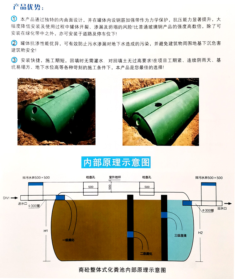 定城镇玻璃钢化粪池